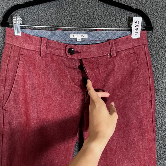 Gustin Chambray Slim Fit Chino Pants - Men's Size 29*29 - Red - Picture 2 of 11